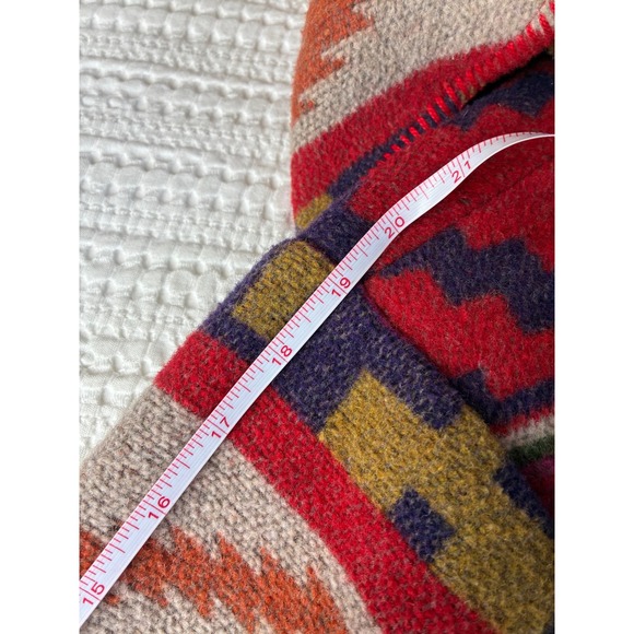 Vintage Circle T Blanket Coat Wool Blend Multi Southwestern Aztec Shawl Women S - Picture 11 of 12